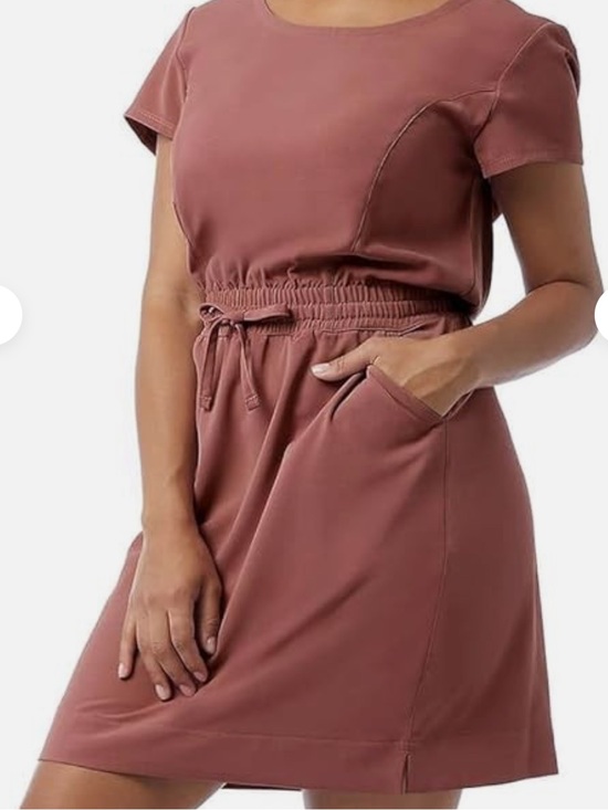 32 Degrees Dresses & Skirts - 32 Degrees Drawstring Waist Short Sleeve Dress in Dusty Rose XL